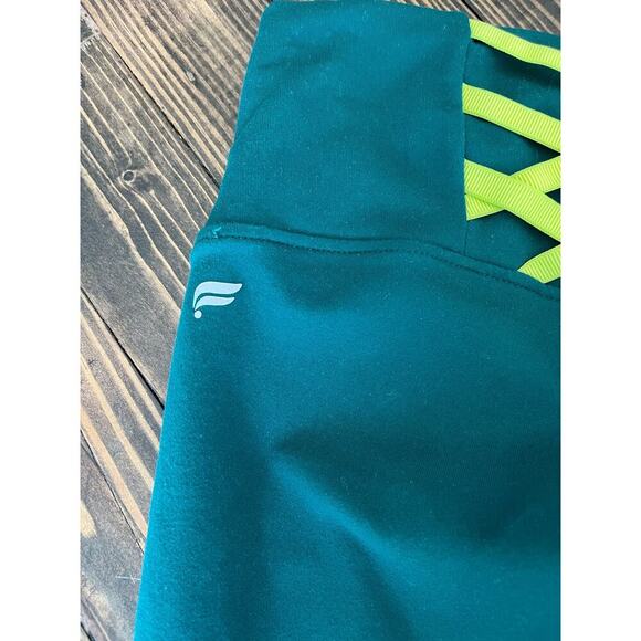 Fabletics Powerhold Women Medium Green Stretch Legging Yoga Athleisure Ballet - Picture 3 of 8